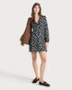 image 1 of F&F Floral Tie Neck Long Sleeved Mini Dress in Multi Black