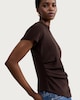 image 2 of F&F Asymmetric Ruched Short Sleeved T-Shirt in Brown
