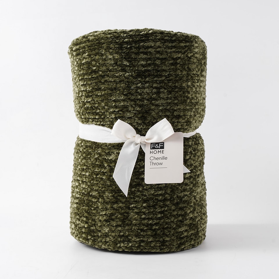 F&F Home Thyme Green Chenille Throw