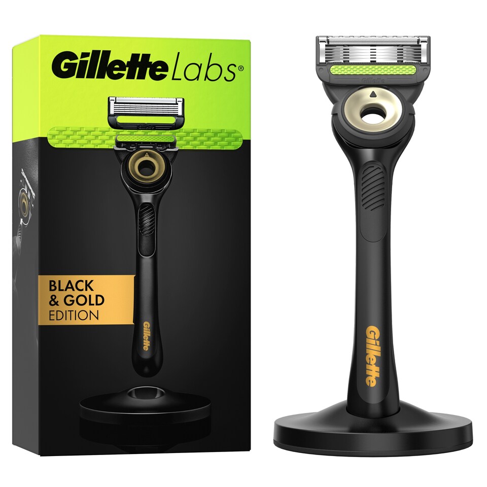image 1 of Gillette Labs Razor & Stand Black & Gold Edition