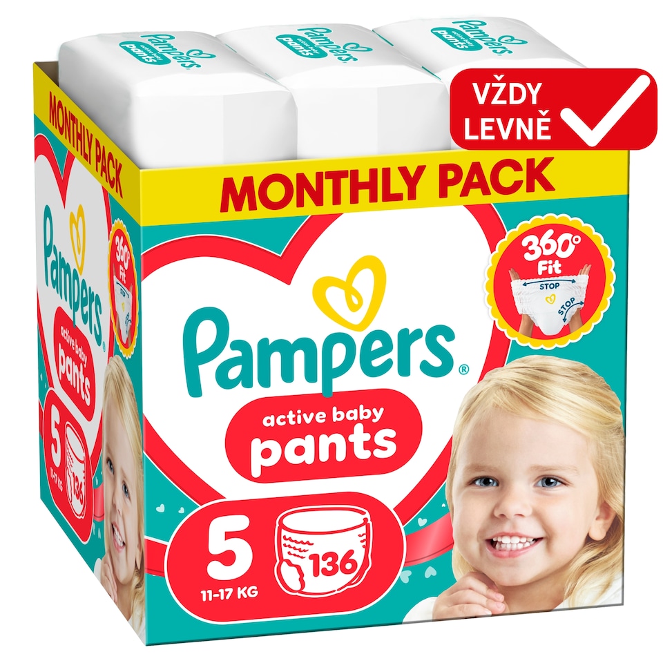 image 1 of Pampers Active Baby Pants Size 5, 136 Nappies, 11kg-17kg