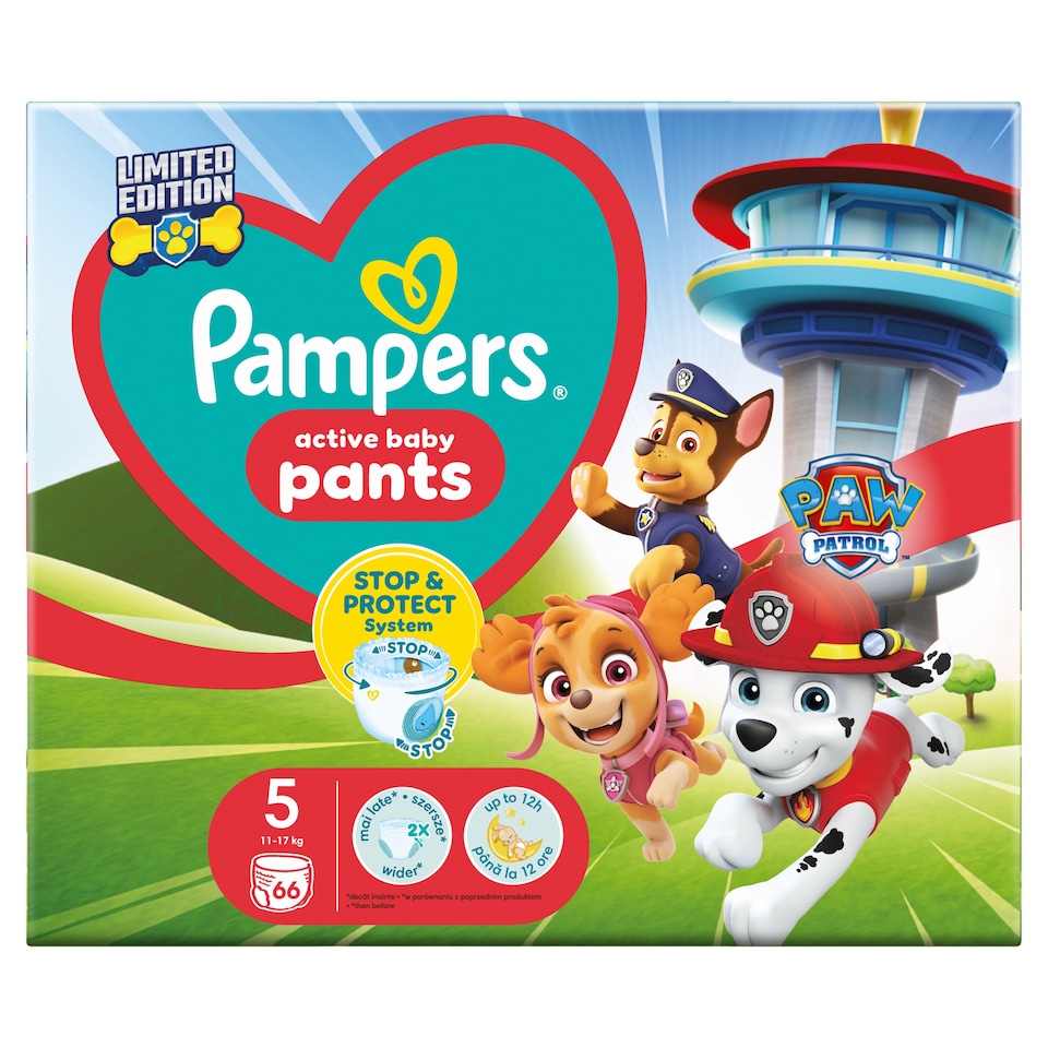 Pampers Active Baby Bugyipelenka, Méret 5, 66 Bugyipelenka, 11kg-17kg 1. kép