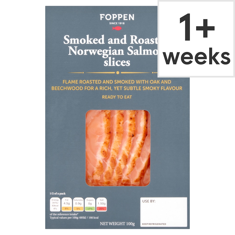 Foppen Smoked & Roasted Norwegian Salmon Slices 100g