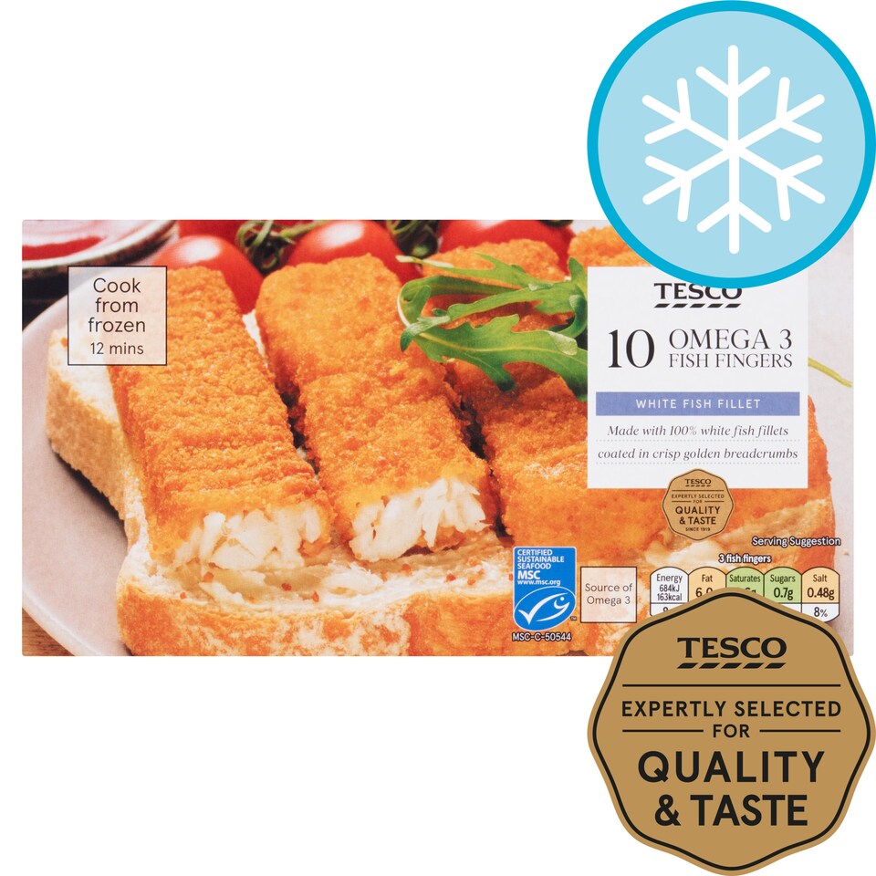 Tesco 10 Omega 3 Fish Fingers 300G Tesco Groceries