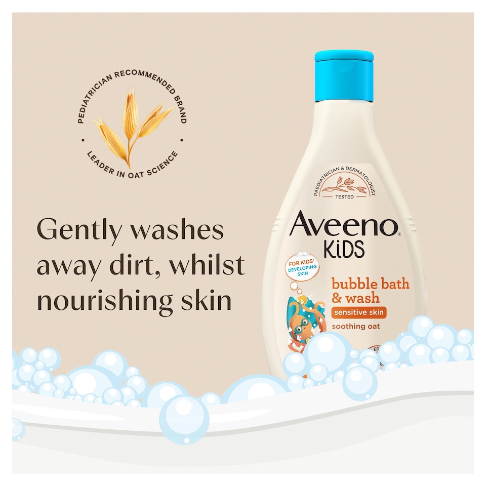 image 1 of Aveeno Kids Bubble Bath and Wash with Soothing Oat Extract 250ml