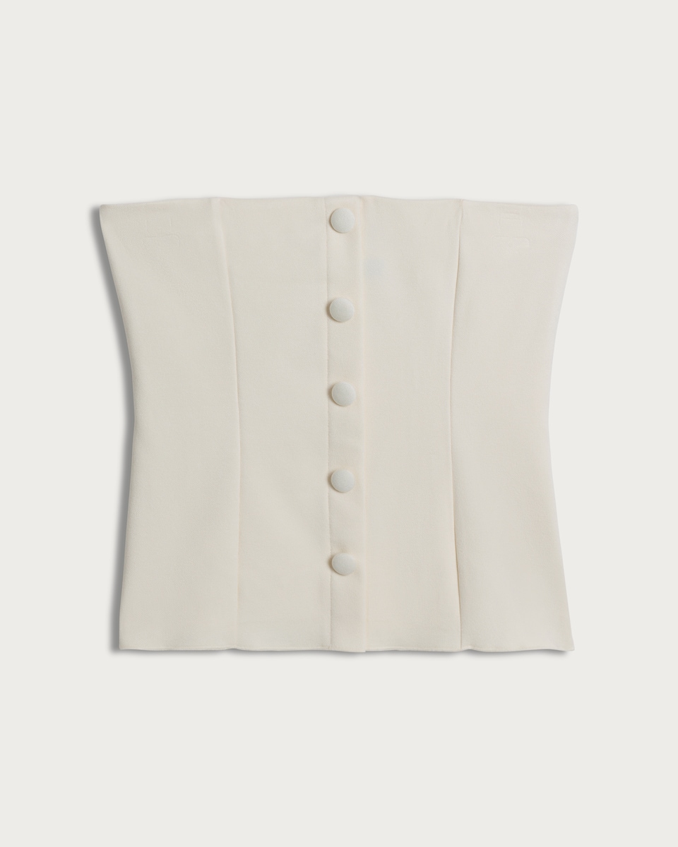 image 1 of F&F Ponte Button Front Bandeau Top in Cream