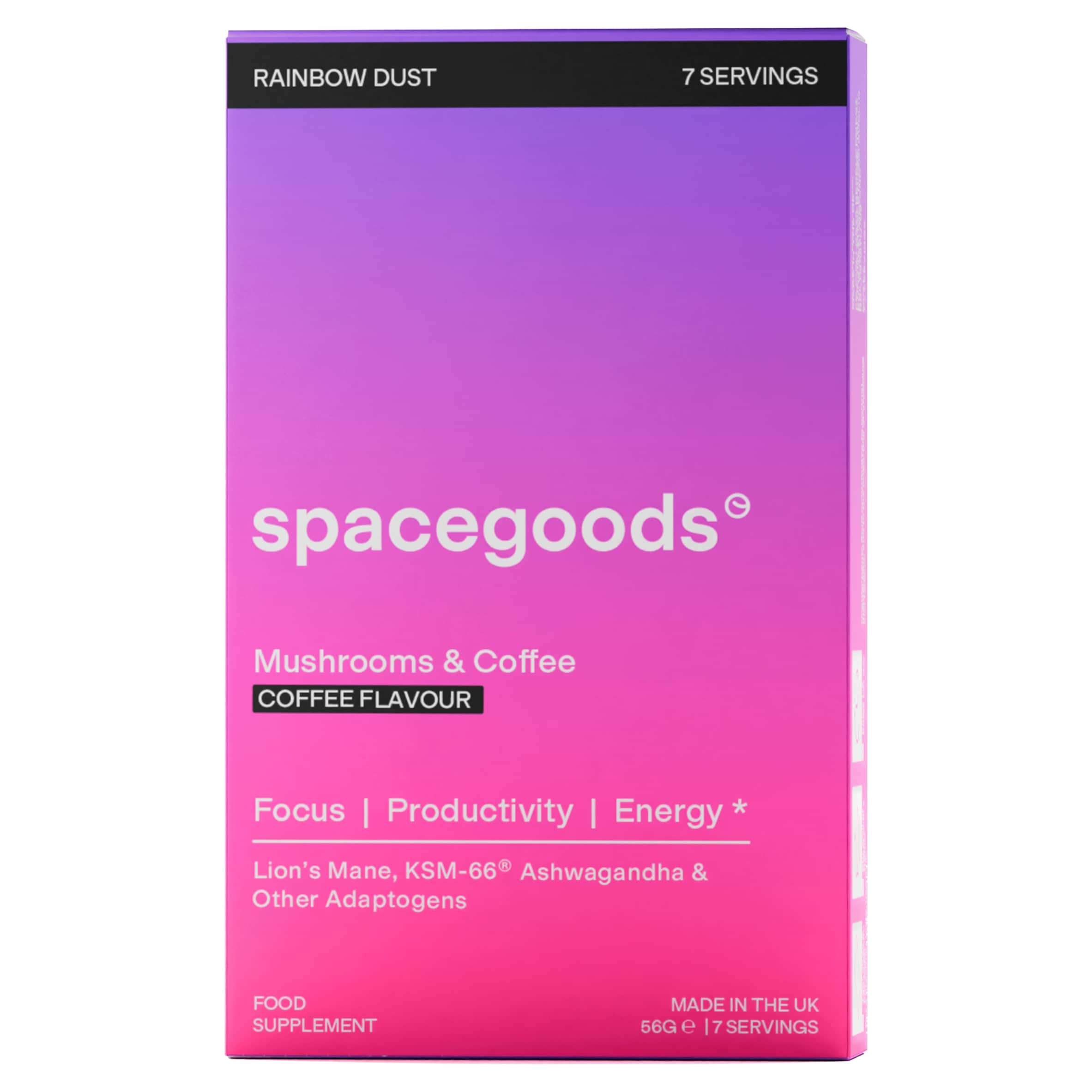 Spacegoods Rainbow Dust Mushroom & Adaptogen Powder - Coffee Flavour 7x8g Sachets / 56g