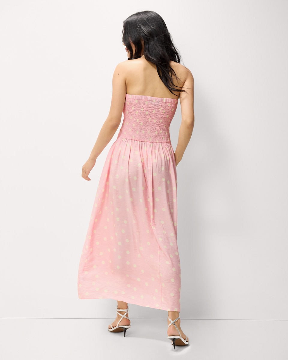 image 1 of F&F Polka Dot Bandeau Midi Dress in Multi Pink