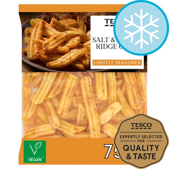 Tesco Salt & Pepper Ridge Chips 750G Tesco Groceries