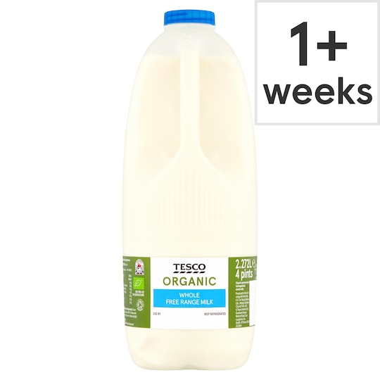 Tesco Organic Whole Milk 2.272L/4 Pints Tesco Groceries