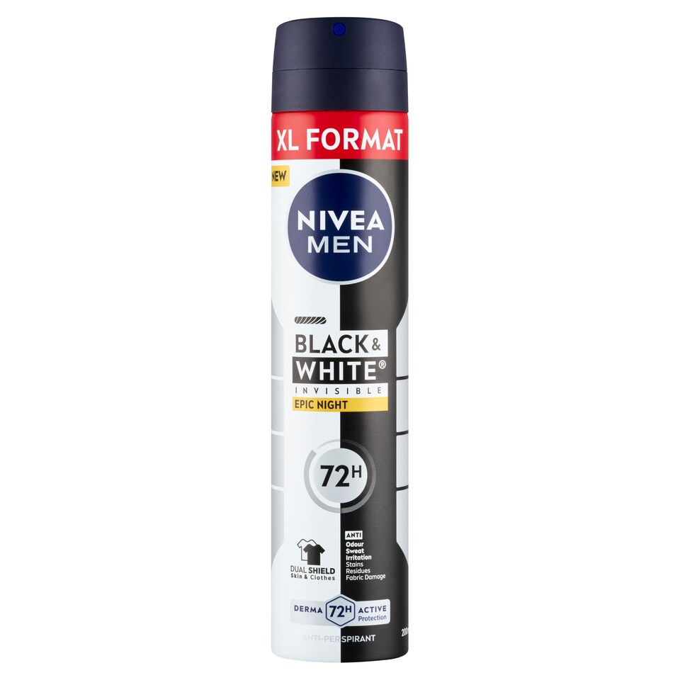 Obrázek 1 pro produkt Nivea Black & White Invisible Epic Night Sprej antiperspirant 200ml