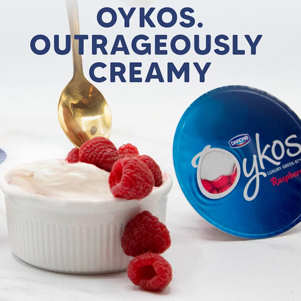 image 1 of Oykos Greek Style Raspberry Yogurt 4X110g