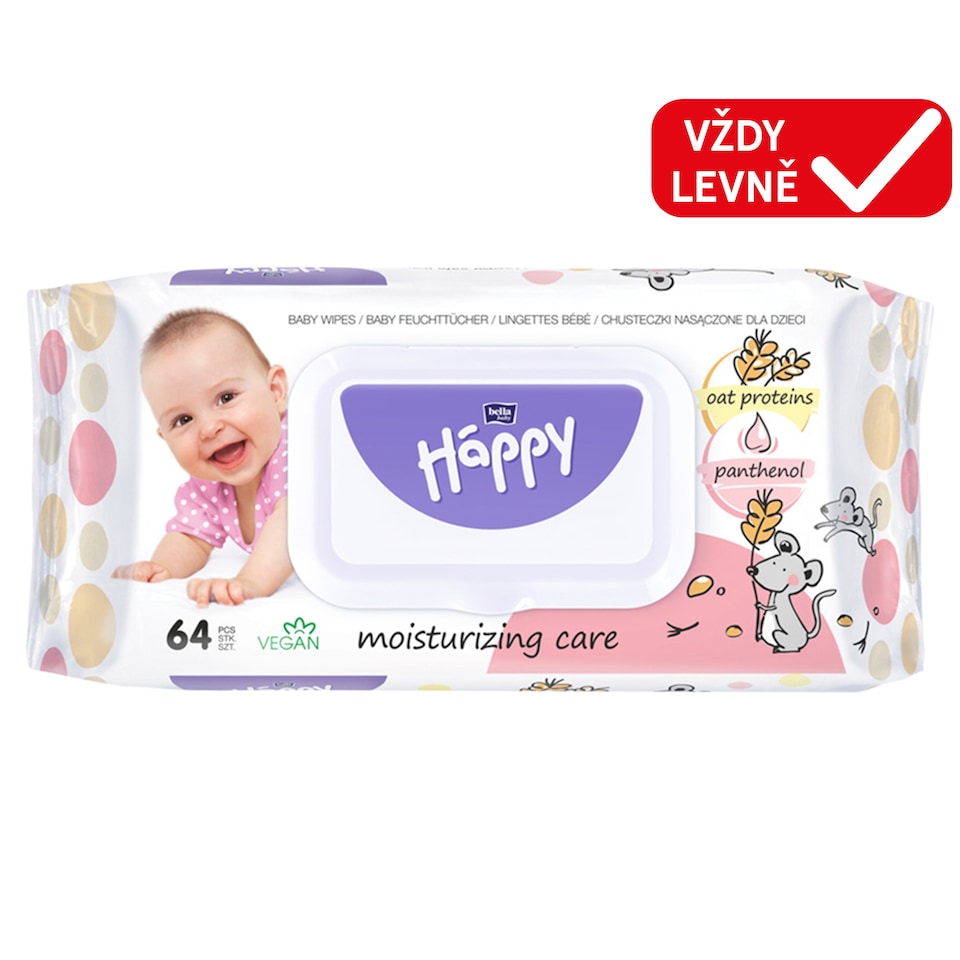 Bella Baby Happy Wet Wipes with Oat Proteins and Panthenol 64 pcs