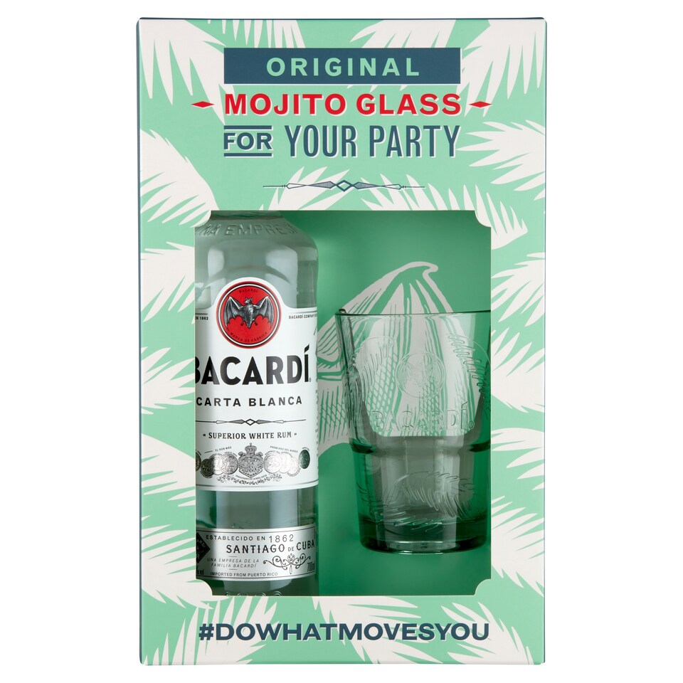 Bacardi Carta Blanca rum + 1 db pohár 37,5% 700 ml
