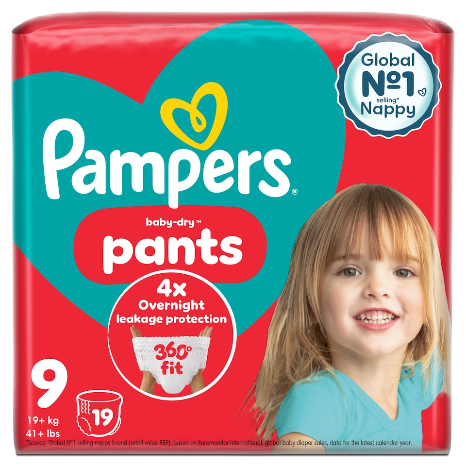 image 1 of Pampers Baby Dry Nappy Pants Size 9 Essential Pack 19 Nappies