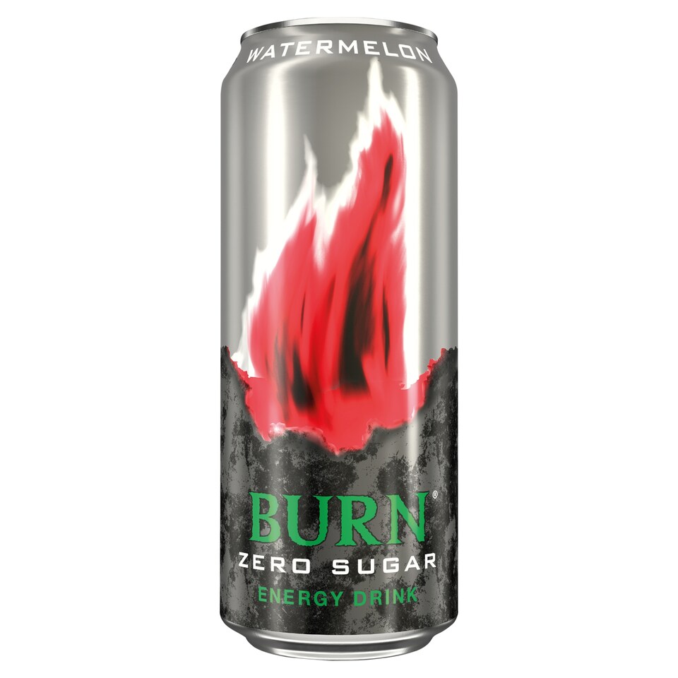 Burn Zéró Cukor Carbonated Watermelon Flavoured Energy Drink with Caffeine and Sweeteners 250 ml