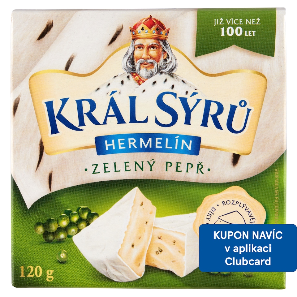 Obrázek 1 pro produkt Král Sýrů Hermelín zelený pepř 120g