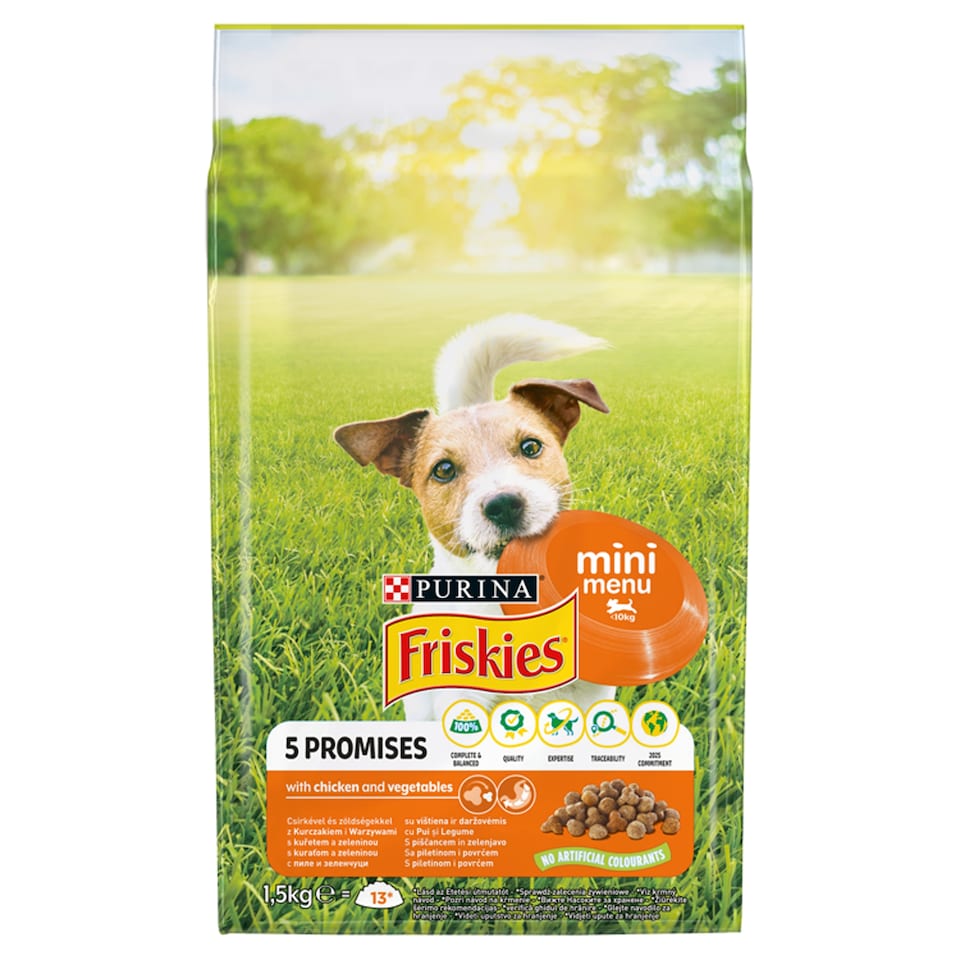 image 1 of Purina Friskies Mini Menu Dry Dog Food with Chicken and Vegetables 1,5 kg
