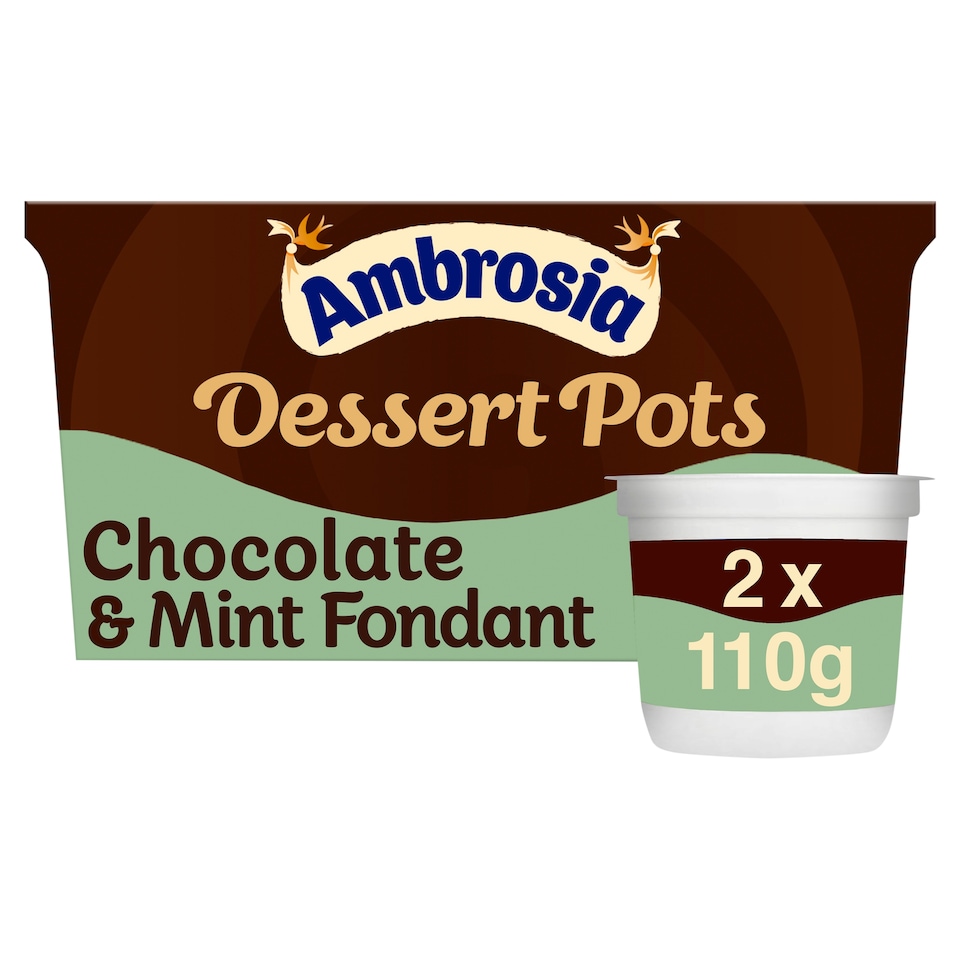 Ambrosia Chocolate & Mint Fondant Sauce Dessert Pots 2X110g