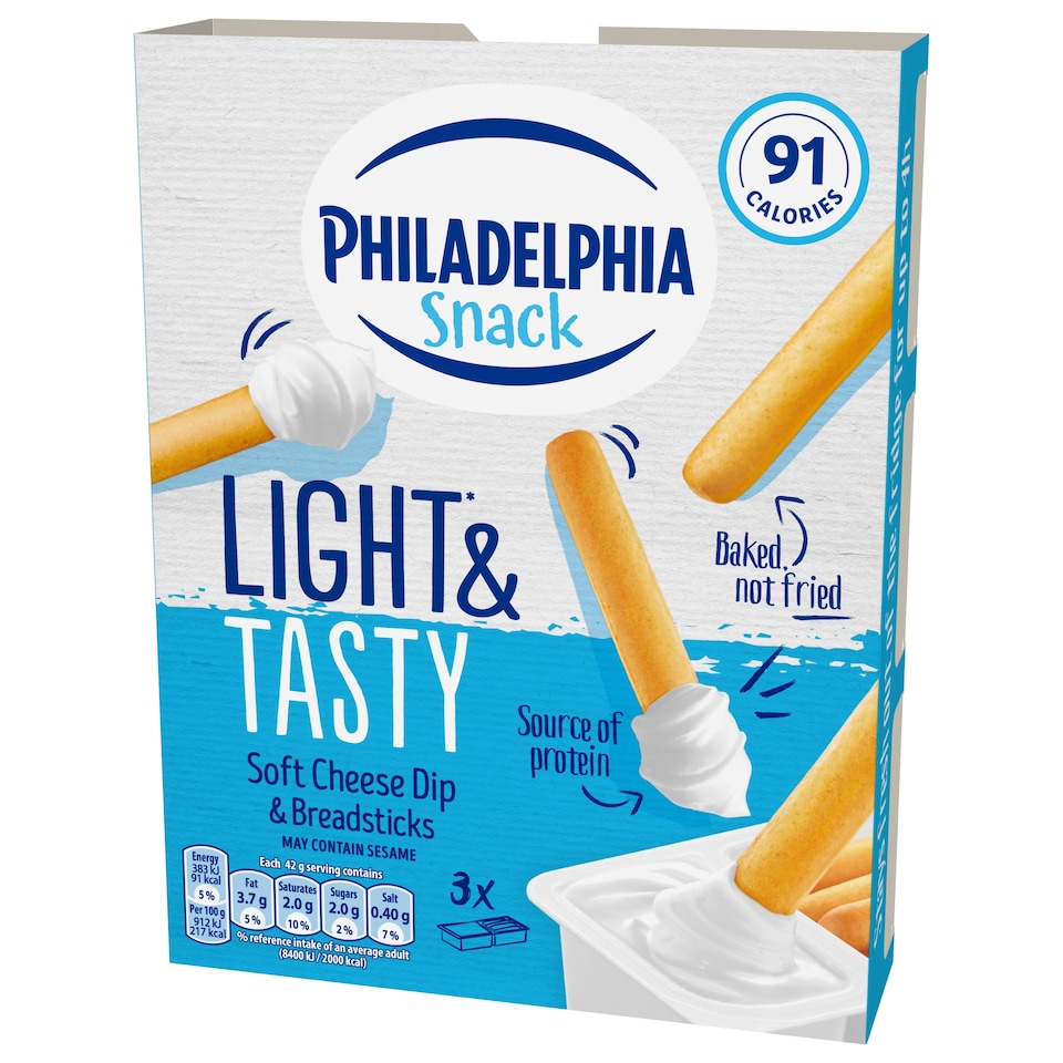 image 1 of Philadelphia Light Low Fat Soft Cream Cheese Snacks 3 Pack 126G