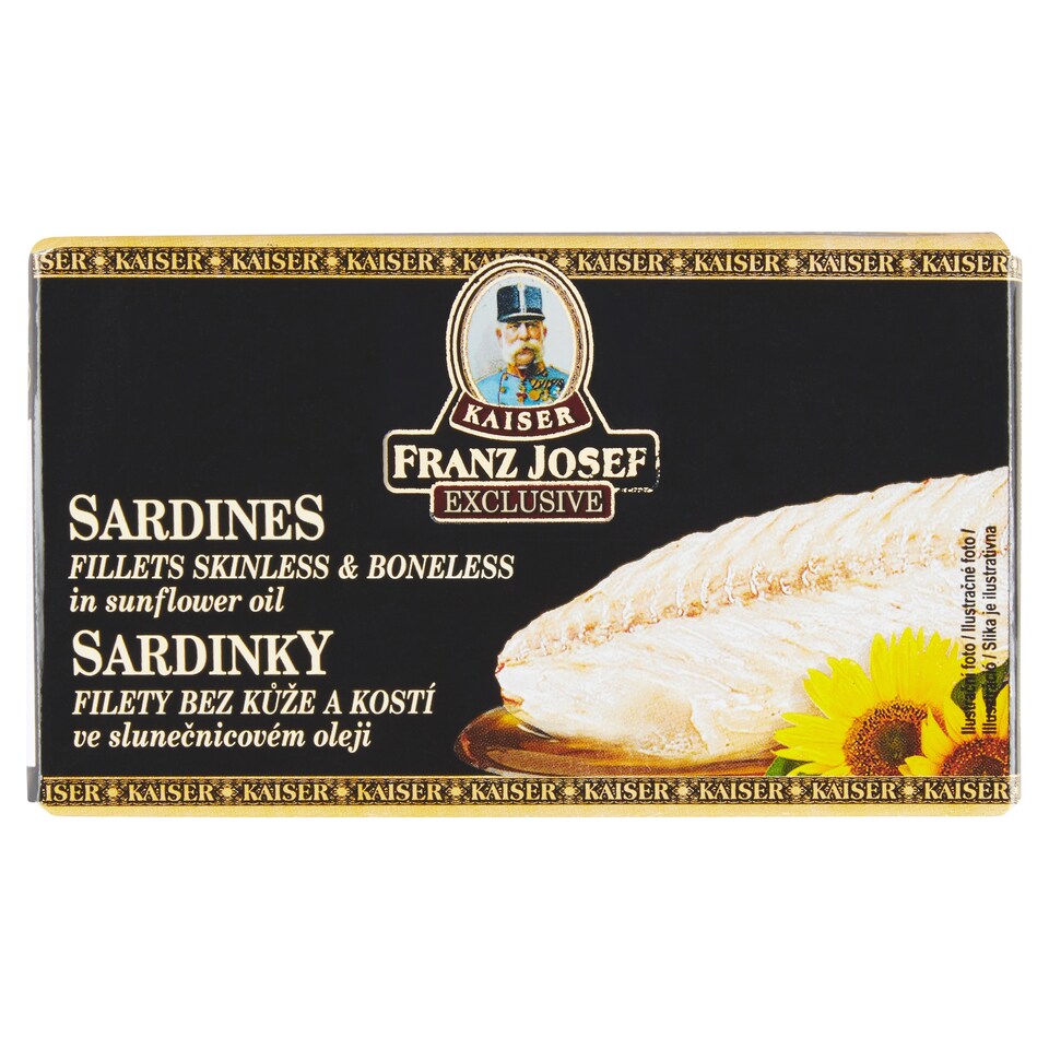 Franz Josef Kaiser Exclusive Sardinky filety bez kůže a kostí ve slunečnicovém oleji 90g
