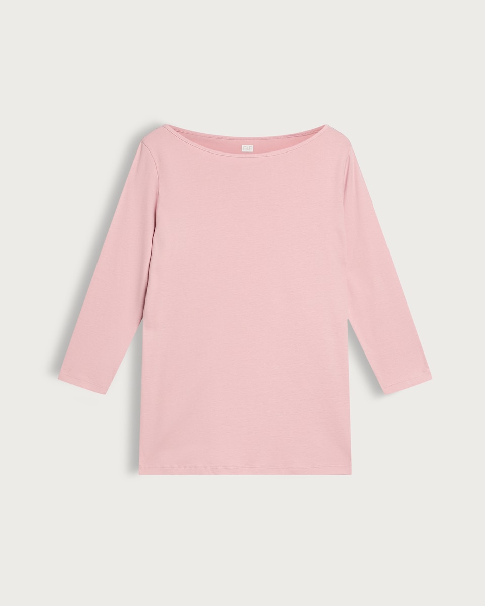 image 1 of F&F Pure Cotton Boat Neck Top in Pink