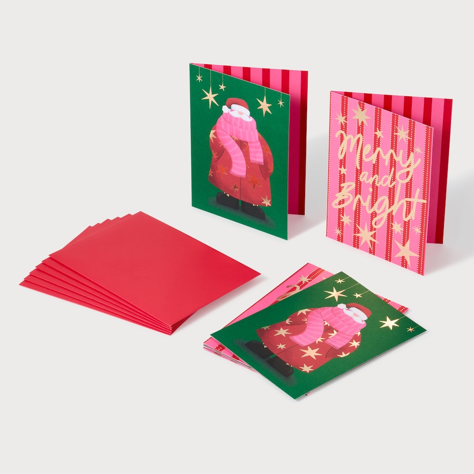 image 1 of Paperchase Fun Santa Christmas Cards 6 Pack