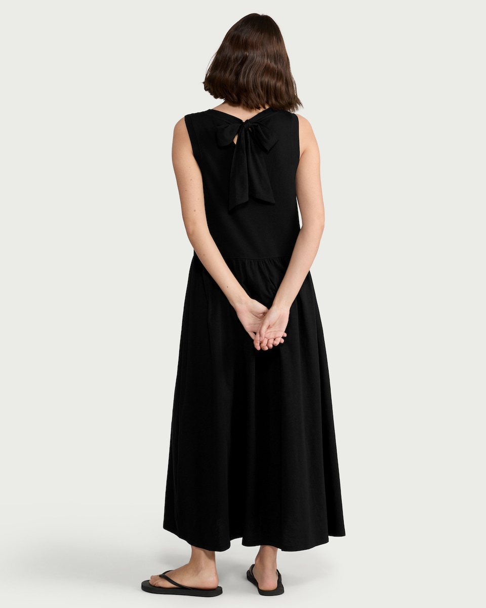 image 1 of F&F Cotton Rich Sleeveless Midi Dress in Black