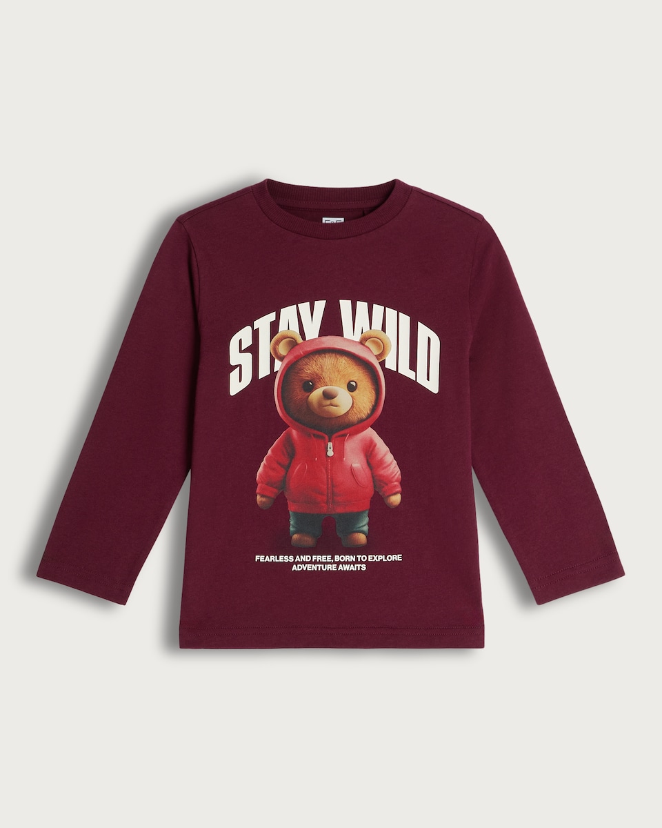 F&F Boys Pure Cotton Stay Wild Long Sleeved Top in Purple