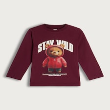 F&F Boys Pure Cotton Stay Wild Long Sleeved Top in Purple