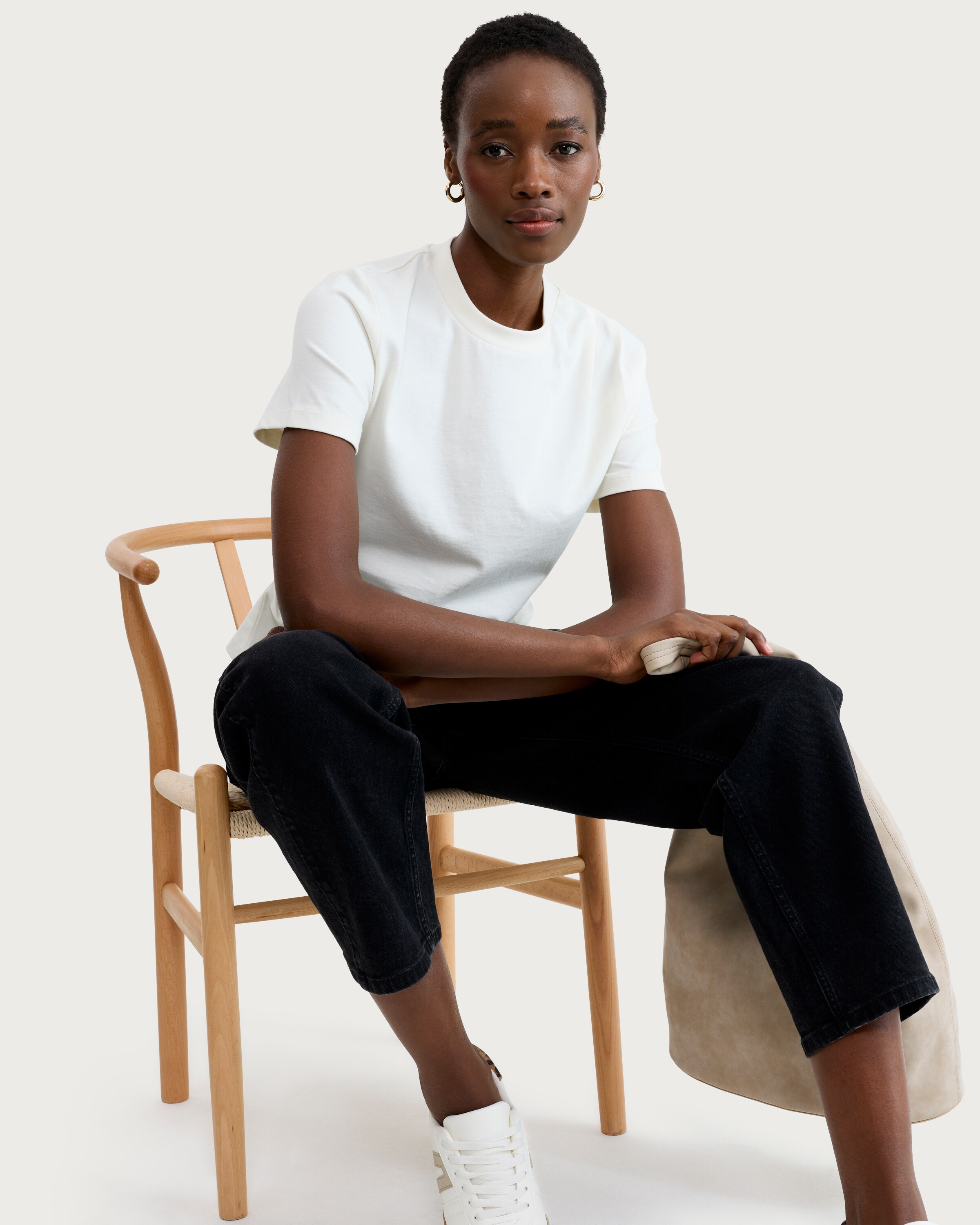 F&F Pure Cotton Asymmetric Hem Ruched Short Sleeved Top in White