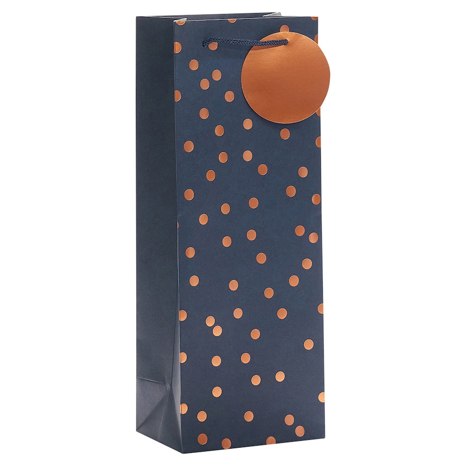 Tesco Navy Copper Spot Bottle Gift Bag