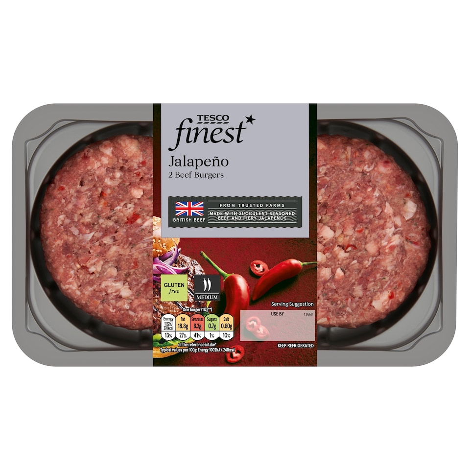 Tesco Finest 2 Jalapeno Burgers 340g
