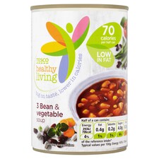 Tesco Healthy Living Three Bean And Vegetable Soup 400G