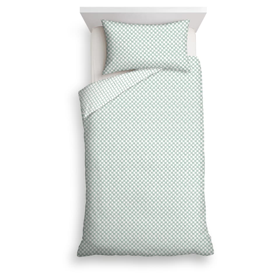Tesco Spring Is Here Green Checkerboard Duvet Set Single