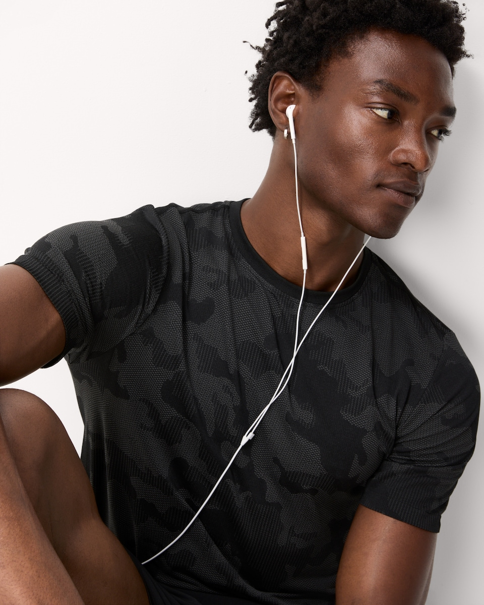 image 1 of F&F Active ULTRARUN Camouflage T-Shirt in Black
