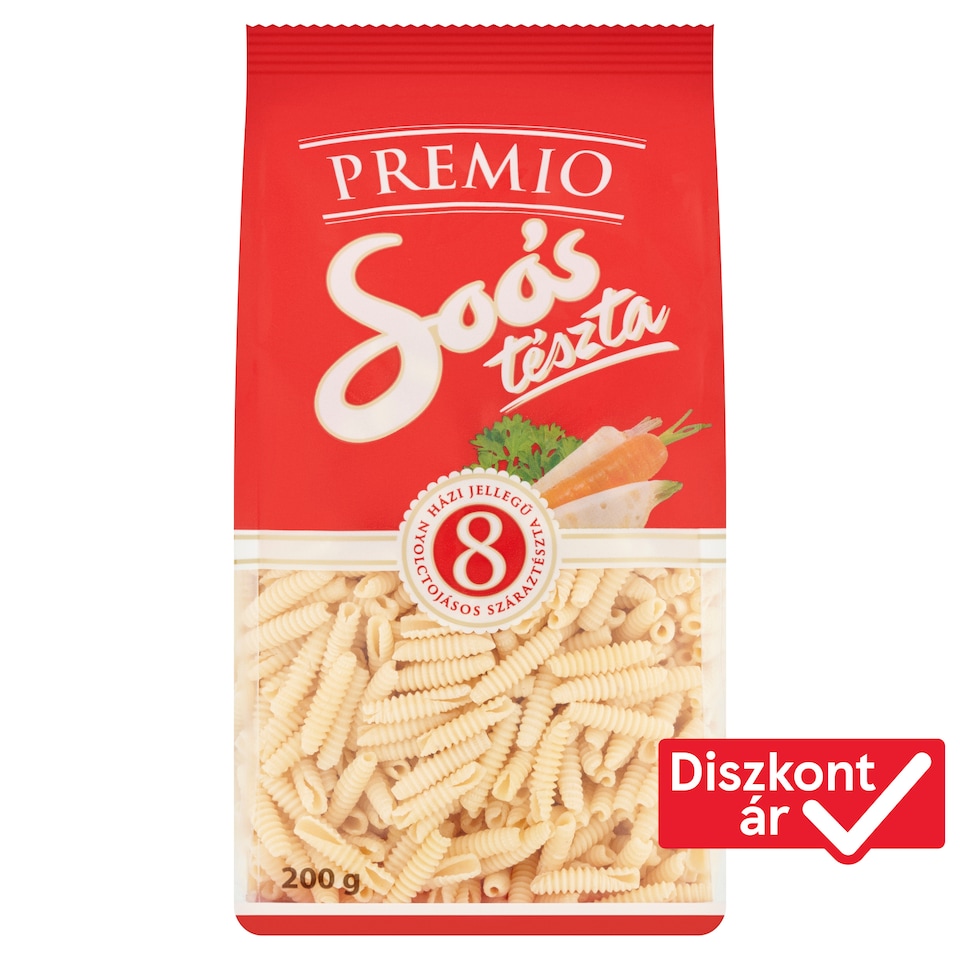 Soós Premio retro csiga házi jellegű nyolctojásos száraztészta 200 g 