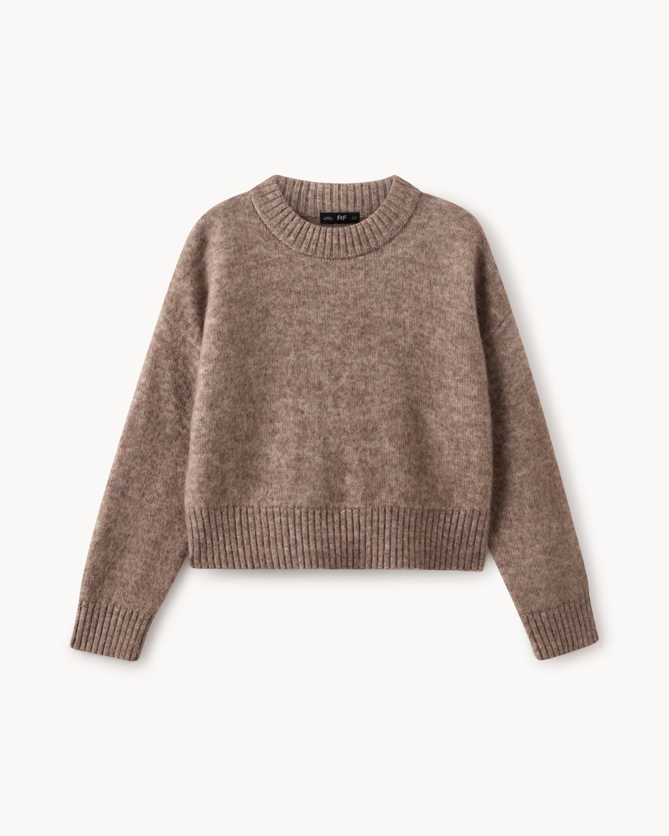 image 1 of F&F Cropped Knitted Jumper in Mink
