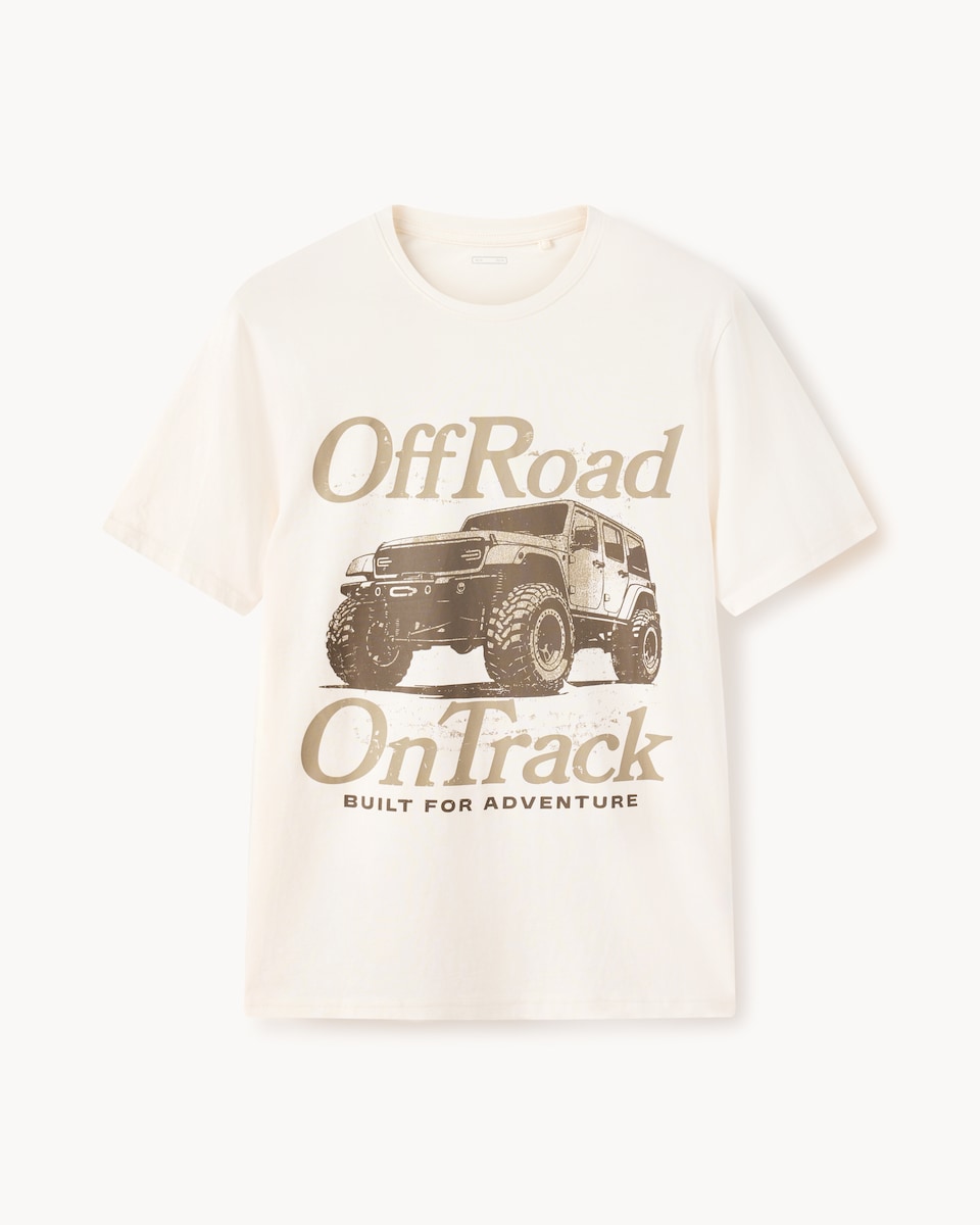 image 1 of F&F Pure Cotton Slogan T-Shirt in Ecru
