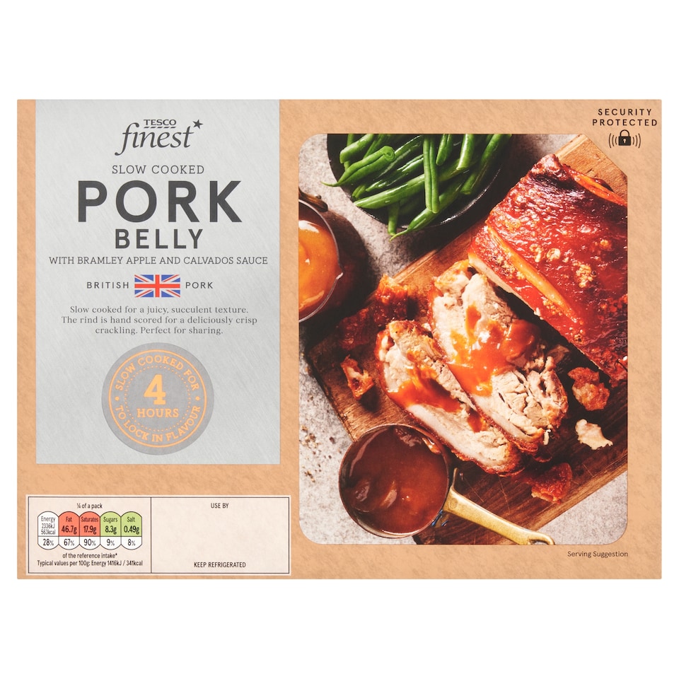 image 1 of Tesco Finest Slow Cooked Pork Belly with Calvados & Bramley Apple Jus 820g