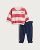image 1 of F&F Baby 2-Piece Cotton Rich Striped Sweatshirt and Joggers in Red