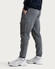 image 2 of F&F Cotton Rich Drawstring Cuffed Cargo Joggers in Grey Marl