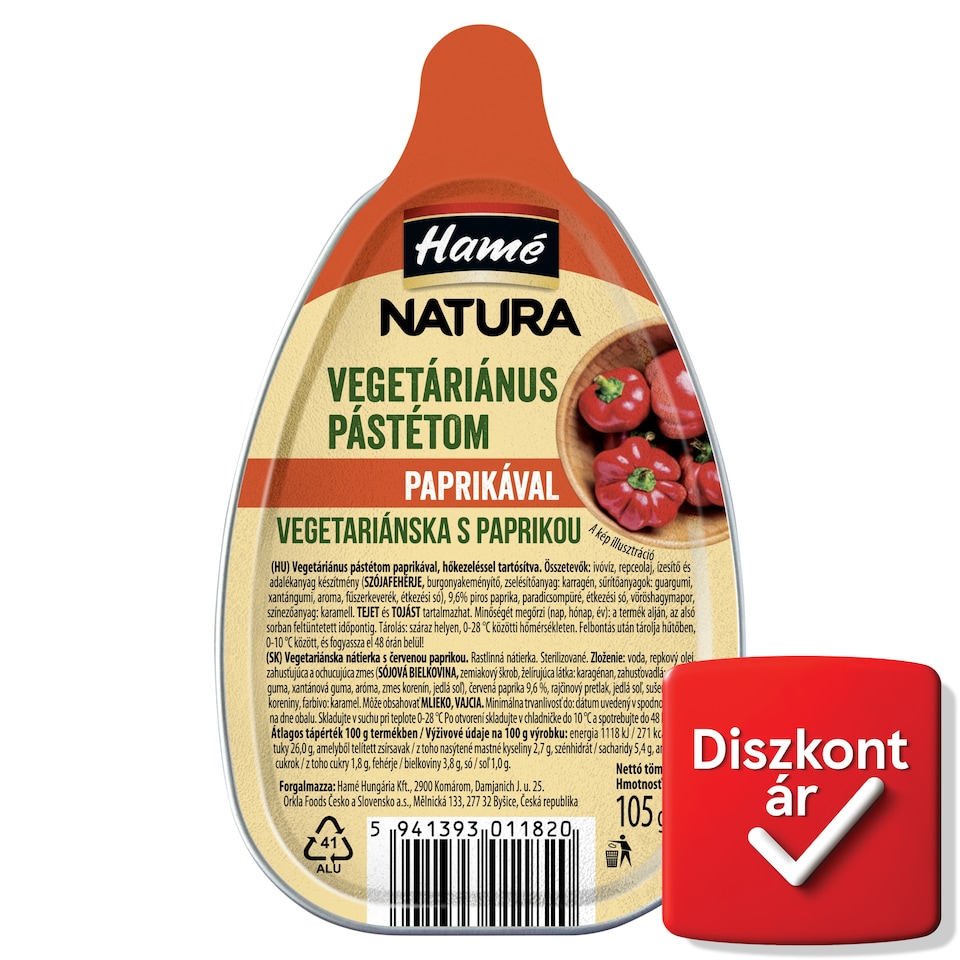 Hamé Natura vegetáriánus pástétom pirospaprikával 105 g