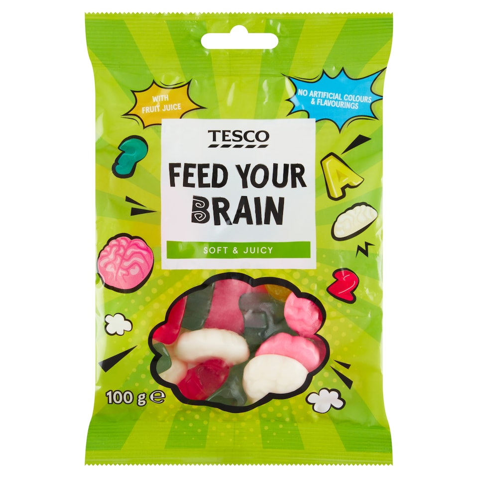 Tesco Feed Your Brain vegyes gyümölcsízű gumicukor 100 g