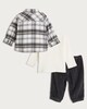 image 2 of F&F Baby 3-Piece Cotton Rich Shacket, Top and Trousers Set in Black
