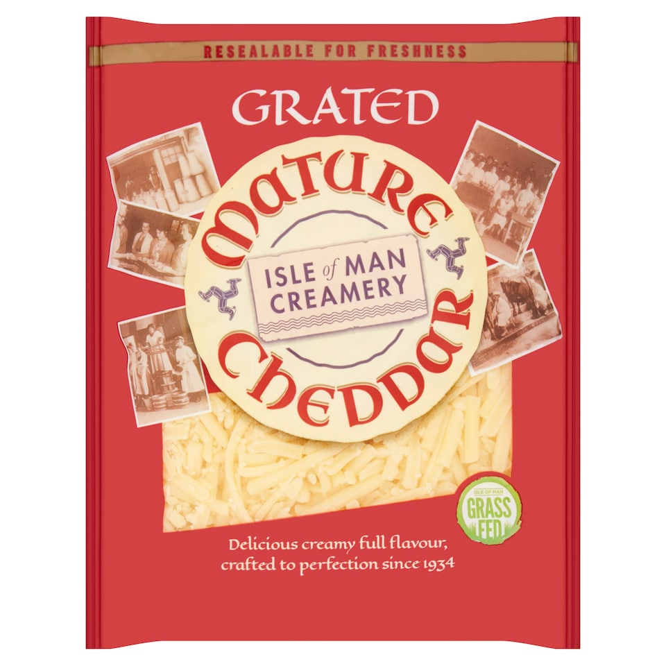 Isle Of Man Creamery Grated Mature Cheddar Cheese 200 G
