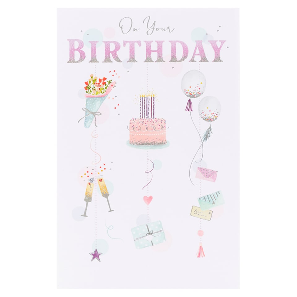 image 1 of Gibson Birthday Card Cake And Flowers