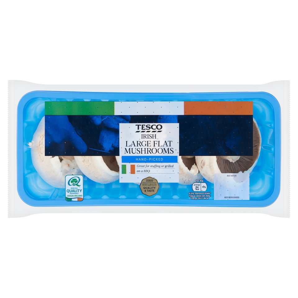 Tesco Irish Large Flat Mushrooms 250G