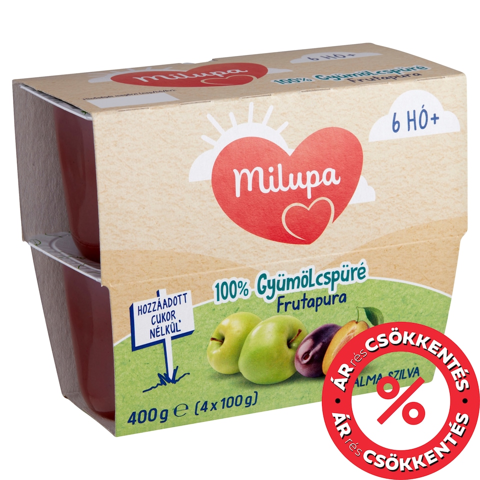 Milupa Frutapura Apple-Plum 100% Fruit Puree 6 Months+ 4 x 100 g (400 g)