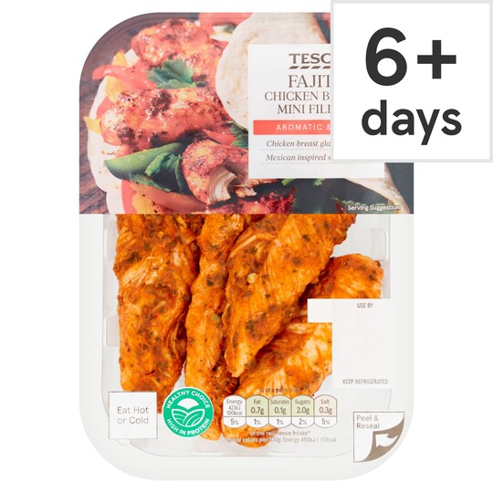 Tesco Fajita Cooked Chicken Breast Mini Fillets 170G Tesco Groceries